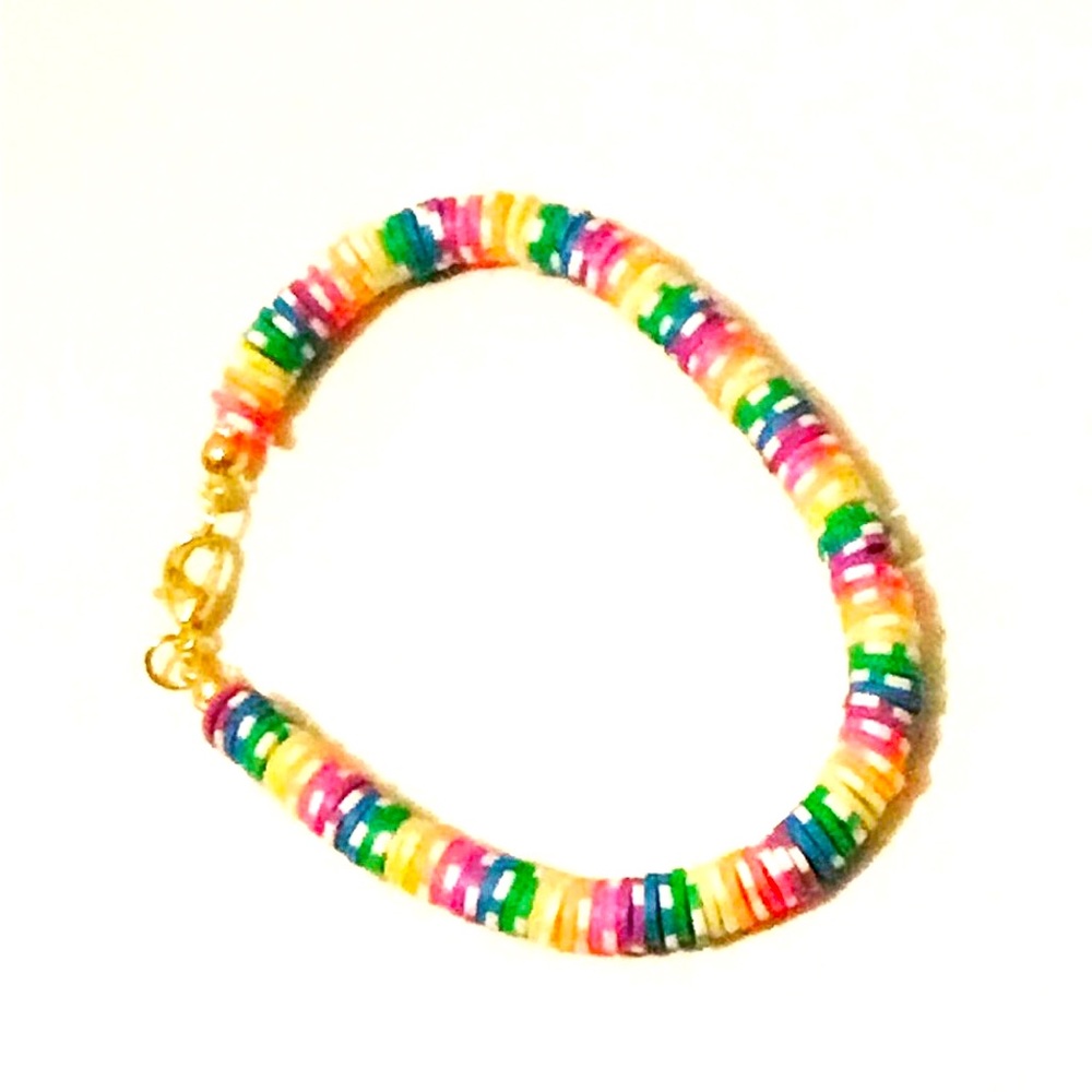 Rainbow clay bead bracelet